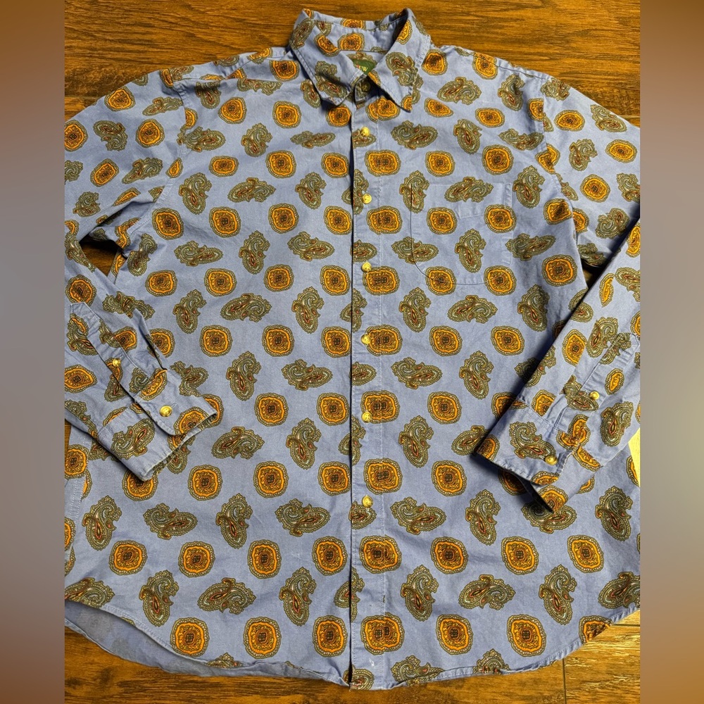 J.Crew Oarsmen Paisley Patterned Men's Shirt Size Large Vintage Rare